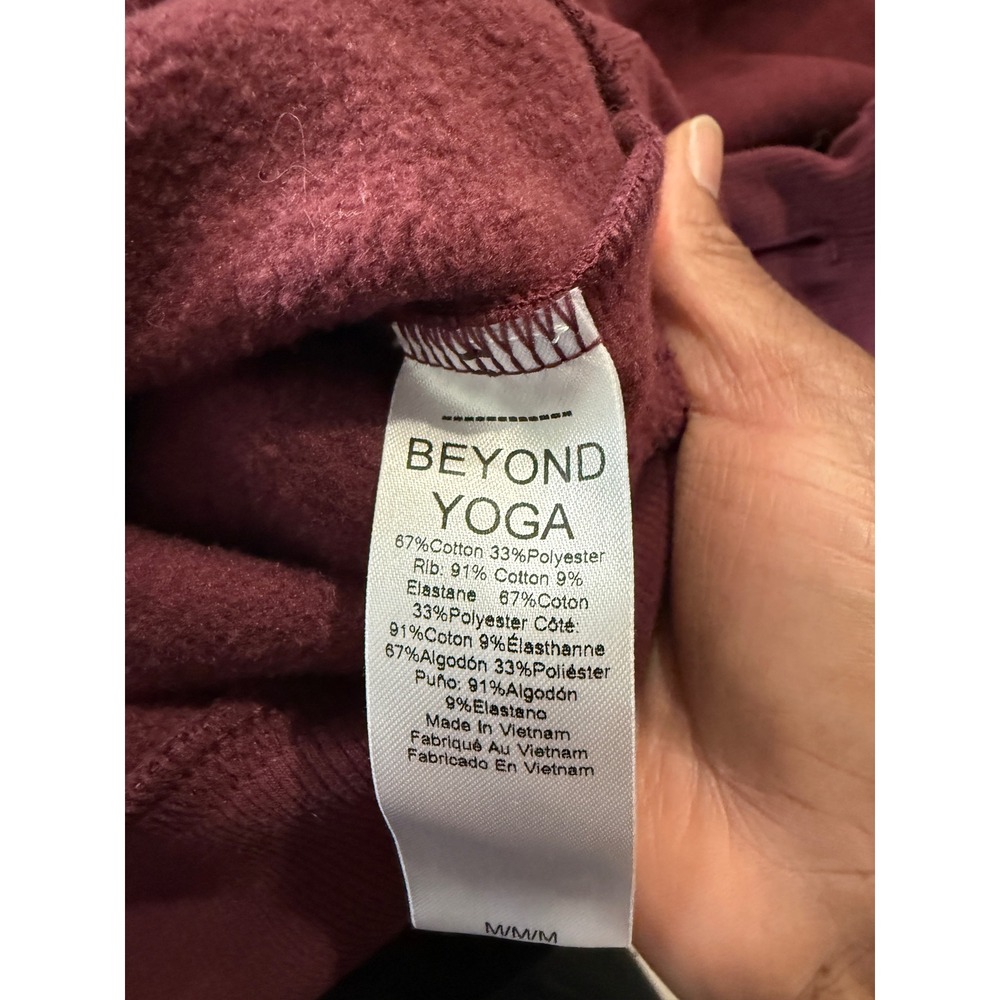 Beyond Yoga Womens Cropped Hoodie Burgundy Maroon Cotton Blend Fleece M 3818 - Picture 5 of 7
